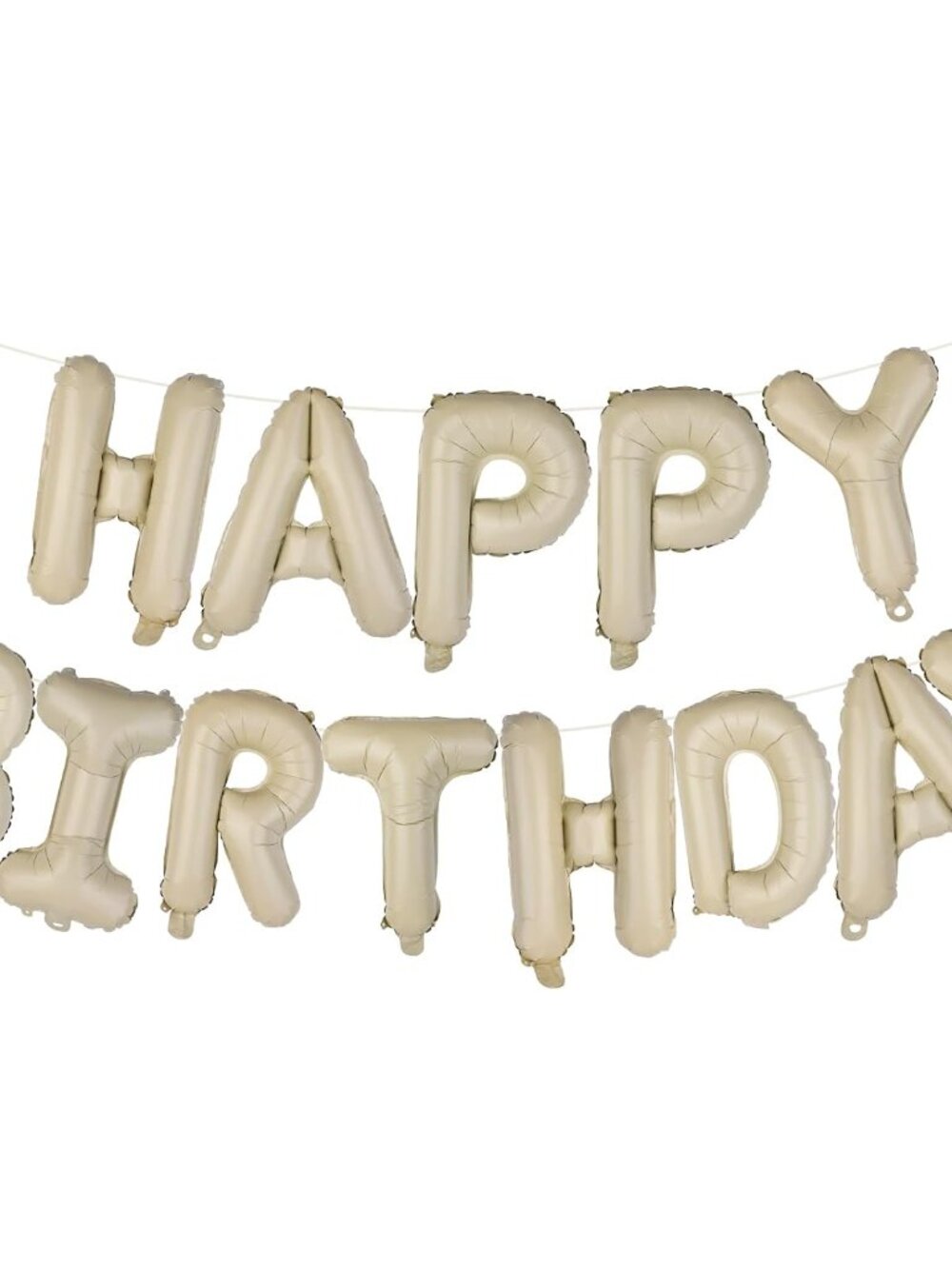 Beige Happy Birthday Balloons Banner 16 Inch Mylar Foil Letters